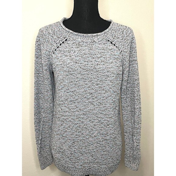 Talbots Women's Sweater Gray with Shades of Blue /Pink Roll Neck Size Medium - Picture 10 of 16